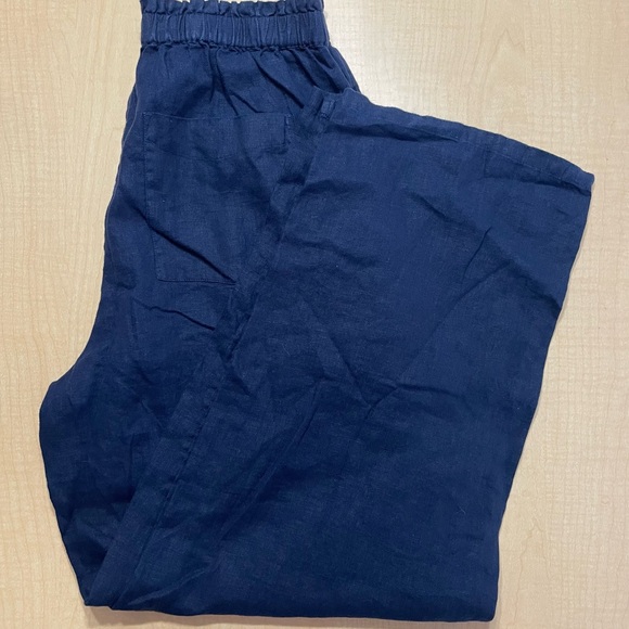 J Crew Soleil Dark Navy Blue Linen Pants Size Small - Picture 5 of 8